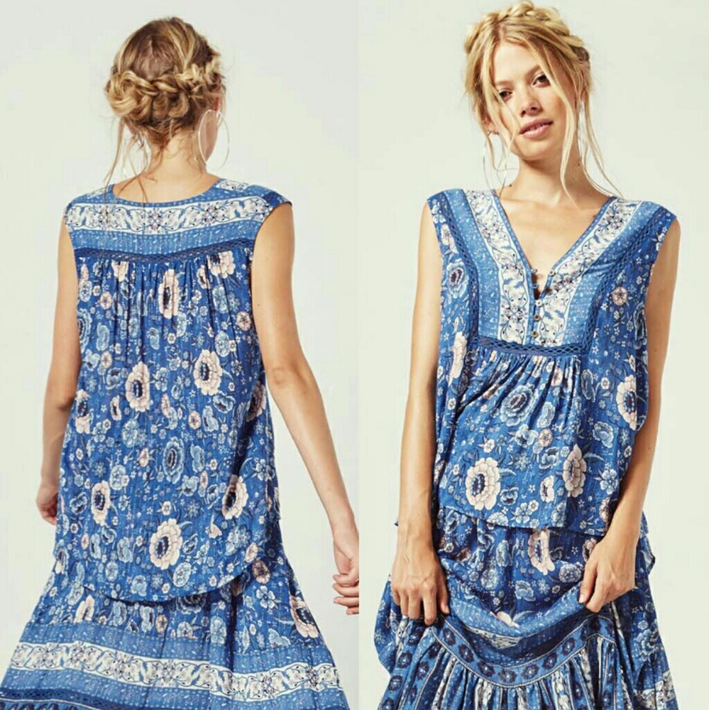New spell designs zahara blouse sleeveless navy XS